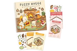VIVI TINTA Fuzzy Hygge Coloring Book with 2 Sets of Miniature Sticker Scenes for Adults & Teens (Fuzzy Hygge)