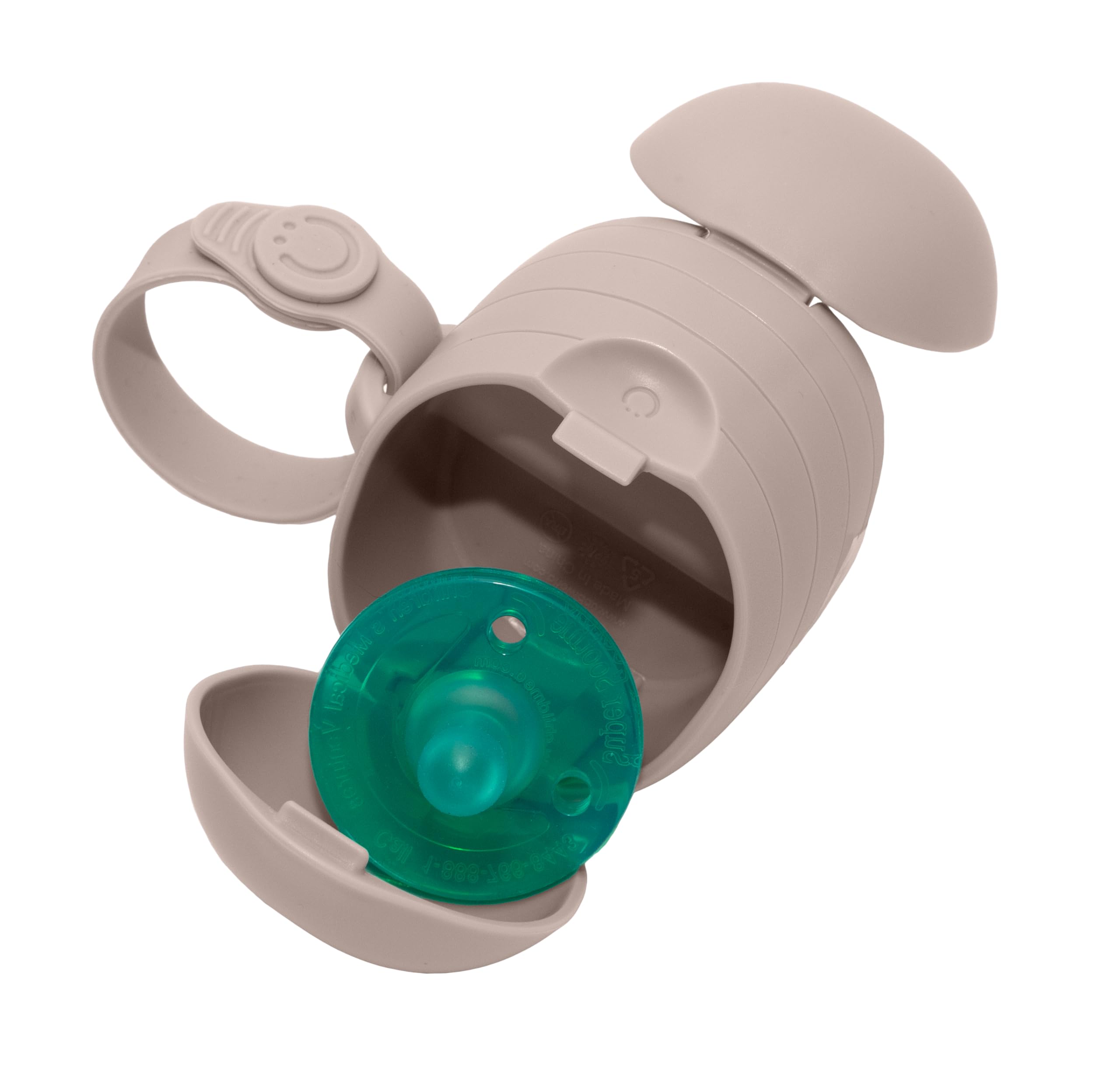 Photo 1 of Ubbi On-The-Go Dual Pacifier Holder, Keep's Baby's Binkies Clean and Accessible, Portable for Travel, Diaper Bag Accessory Must Have for Newborns, Taupe