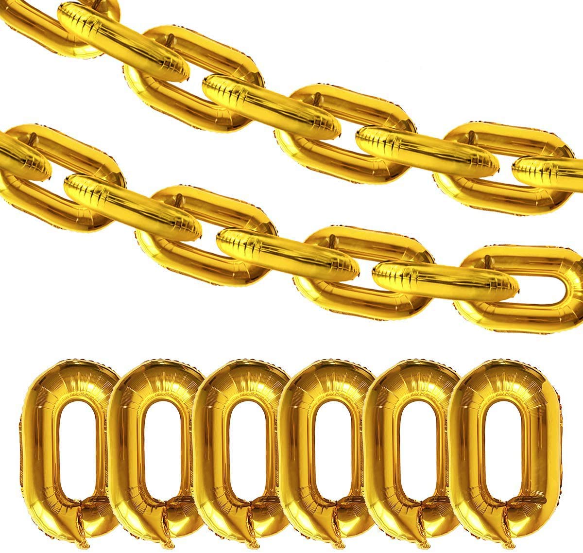Photo 1 of 32PCS 16 inch Foil Chain Balloons Jumbo Chain Balloons 80s 90s Party Decoration Retro Hip Hop Birthday/Graduation Party Decorations Foil Balloons