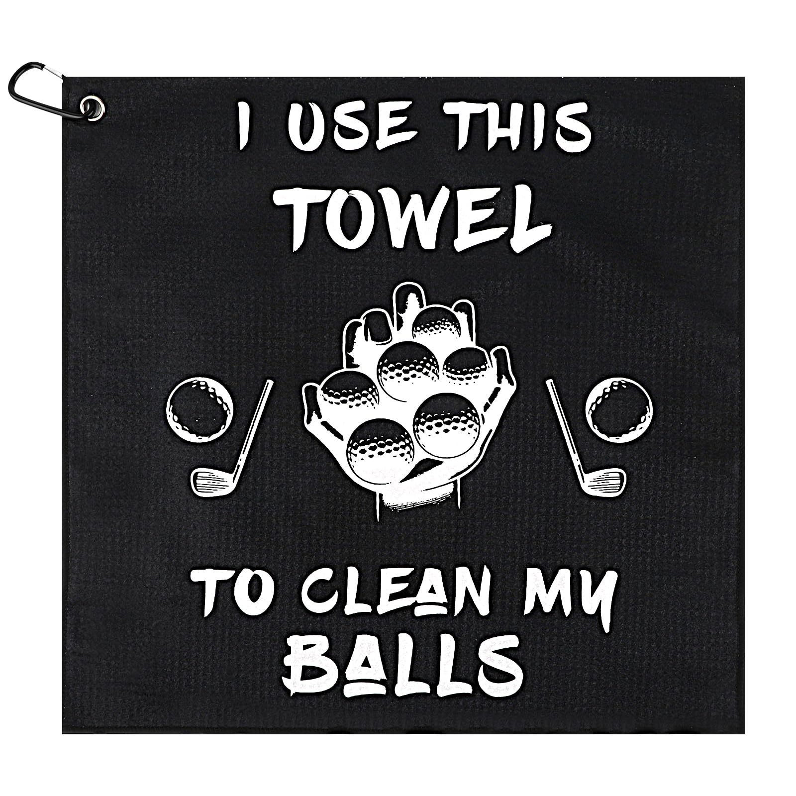 Deepton Golf Towel, Funny Golf Gifts for Men, Personalised Golf Towel Clean Golf Balls, Golf Accessories for Men, Novelty Golf Towels with Clip for Husband Boyfriend Dad Golfers (Black#1)