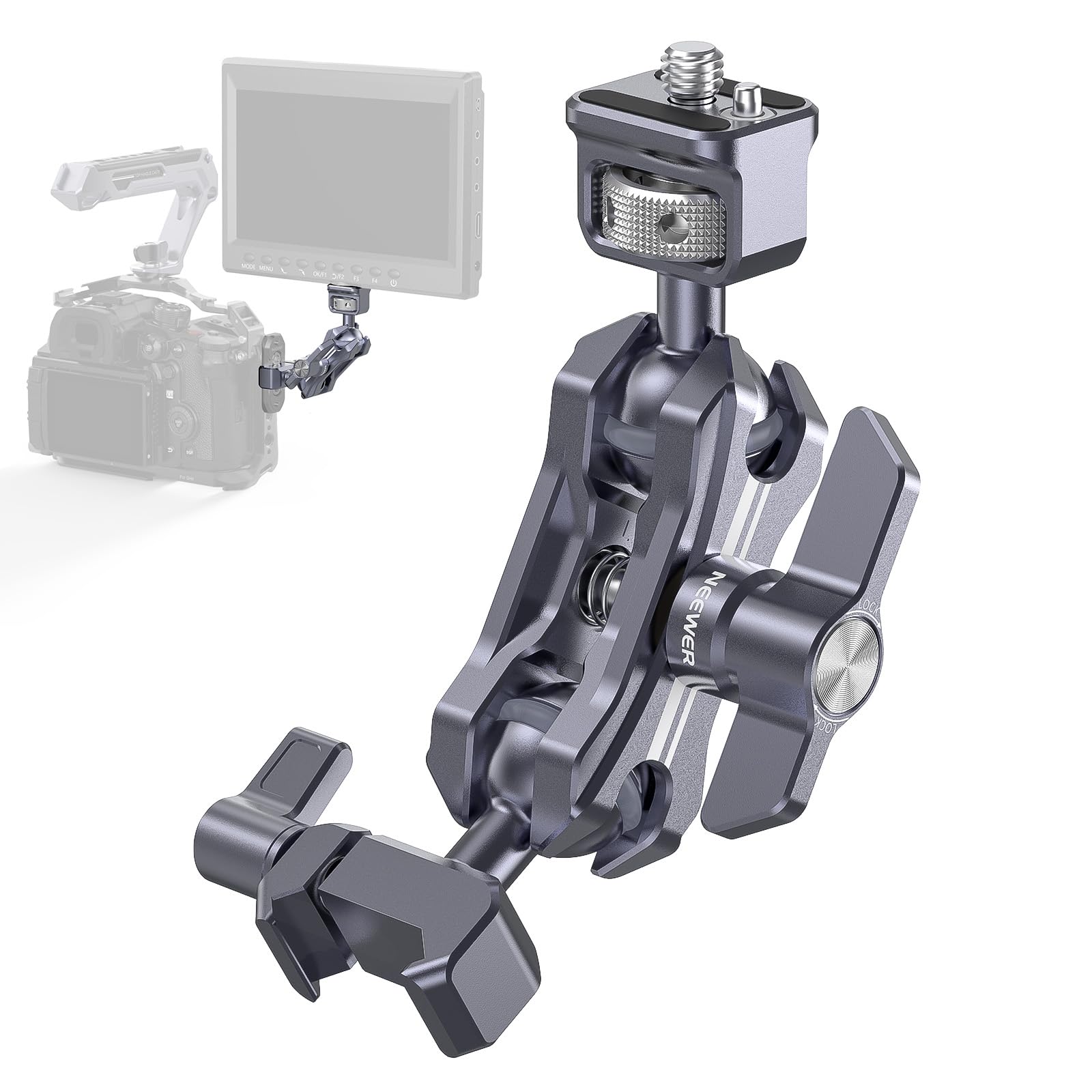 NEEWER Lightweight Magic Arm, Articulating Friction Arm with 1/4" Screw & NATO Clamp, Retractable Anti Twist Locating Pin, 360° Ball Head for Field Monitor, Compatible with SmallRig Cage, UA072