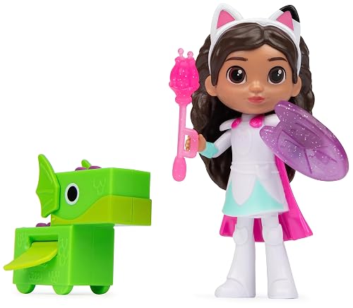 DreamWorks Gabby’s Dollhouse, Knight Gabby Toy Figure Set with Surprise Toy and Mini Dragon Pal, Kids’ Toys for Girls and Boys Aged 3 and Up