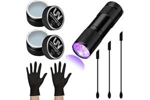 Hortsun 16 Pcs UV Light Curing Putty Kit for 3D Prints and Models Include 395nm UV Flashlight Disposable Gloves Silicone Applicator Resin Clay Kit for Crafts Model Repairs, Fast Curing in Seconds