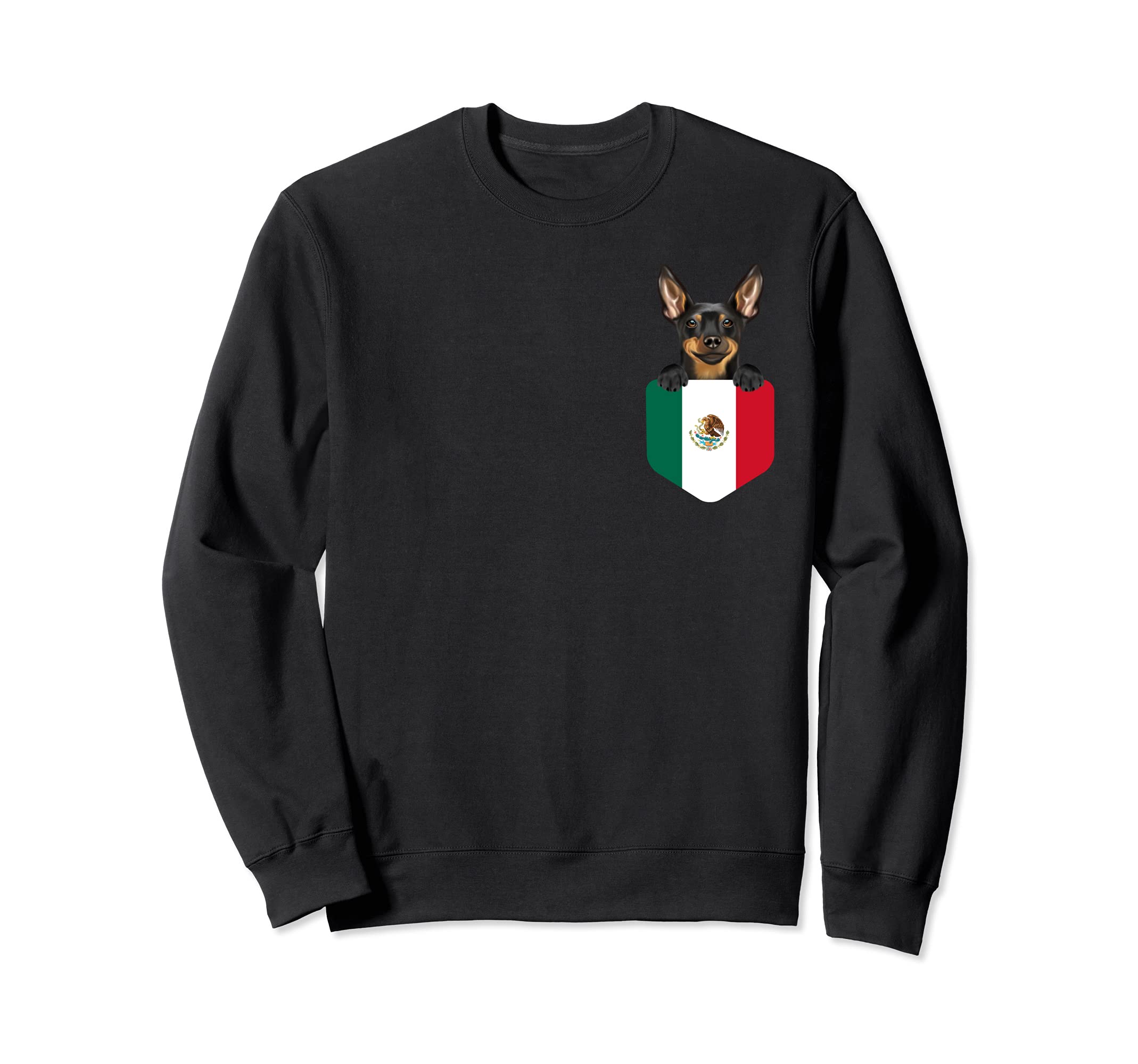 Mexico Flag Miniature Pinscher Dog In Pocket Sweatshirt