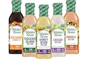 Walden Farms Salad Dressings Variety Pack – Balsamic Vinaigrette, Thousand Island, Honey Dijon, Caesar, French – Calorie-Free, Gluten-Free, Low Carb, Keto-Friendly, Sugar-Free, Dairy-Free – 12 Fl Oz (Pack of 5)