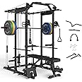 Mikolo K6 Power Cage, Power Rack with Cable Crossover System, 2200 LBS Capacity Squat Rack and Packages with Optional Weight Bench, Olympic Barbell Bumper Weight Set