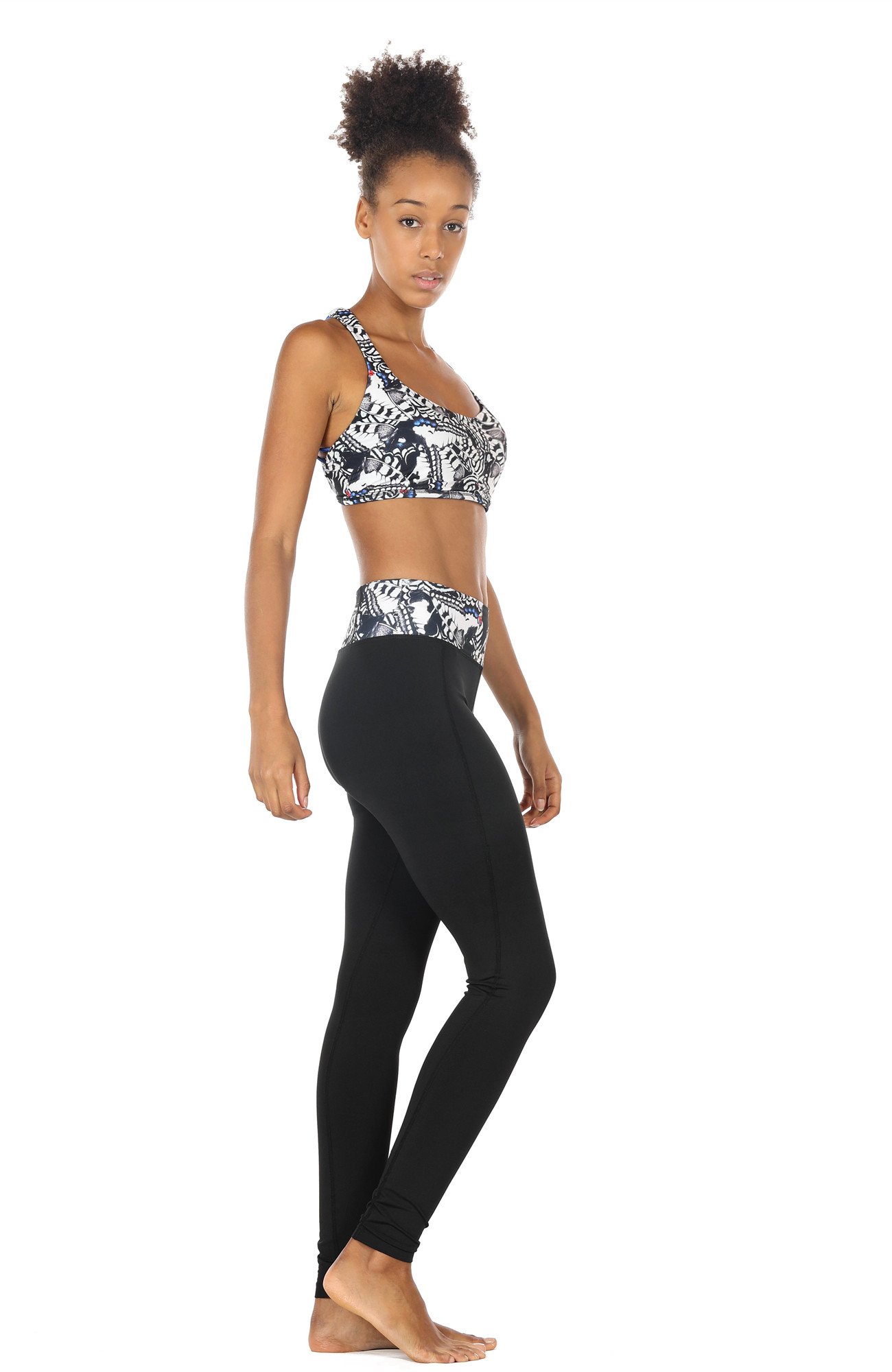 icyzone Women\'s Activewear Yoga Running Workout Pants Leggings Slim Fitted Tights (L, Butterfly)