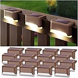 DenicMic Solar Deck Lights 16 Pack Fence Post Solar Lights for Patio Pool Stairs Step and Pathway, Weatherproof LED Deck Ligh