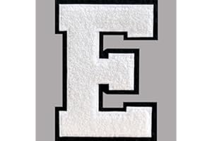 SOYCEV 4.5" Varsity Letter Patches Chenille Iron on Letters Large Letterman Jacket Patches for Clothing/Jacket/Varsity/Bag (White, E)