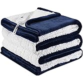 ESTINGO Heated Blanket Twin Size, Fast Heating Blanket with 5 Heating Levels & 10 Hours Auto Off, Soft Cozy Sherpa Electric Throw Blanket for Home Bedding, Machine Washable, 62"x84", Navy Blue