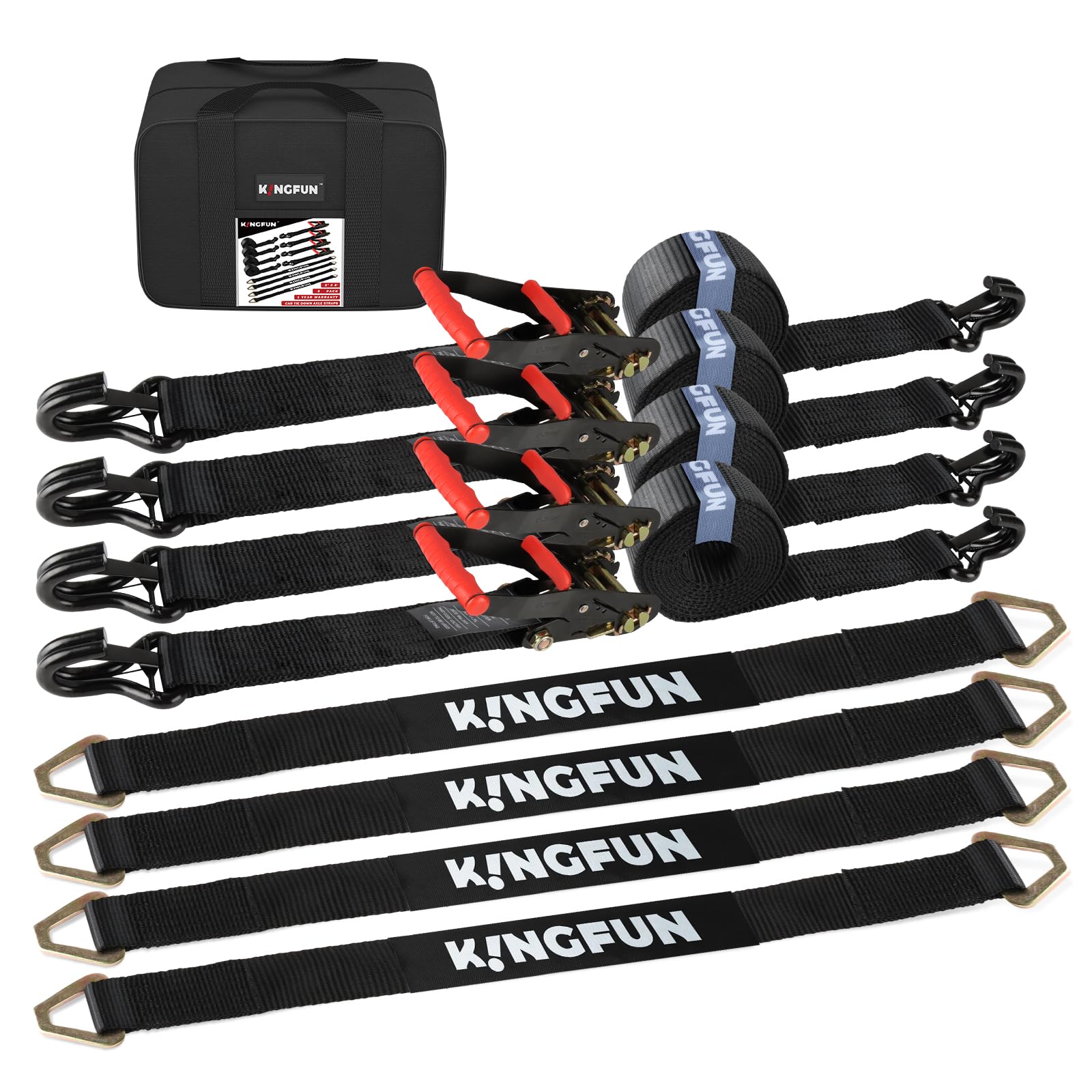 4 Pack Car Tie Down Straps For Trailers 2" X 96" - 9900LBS Break - View #8