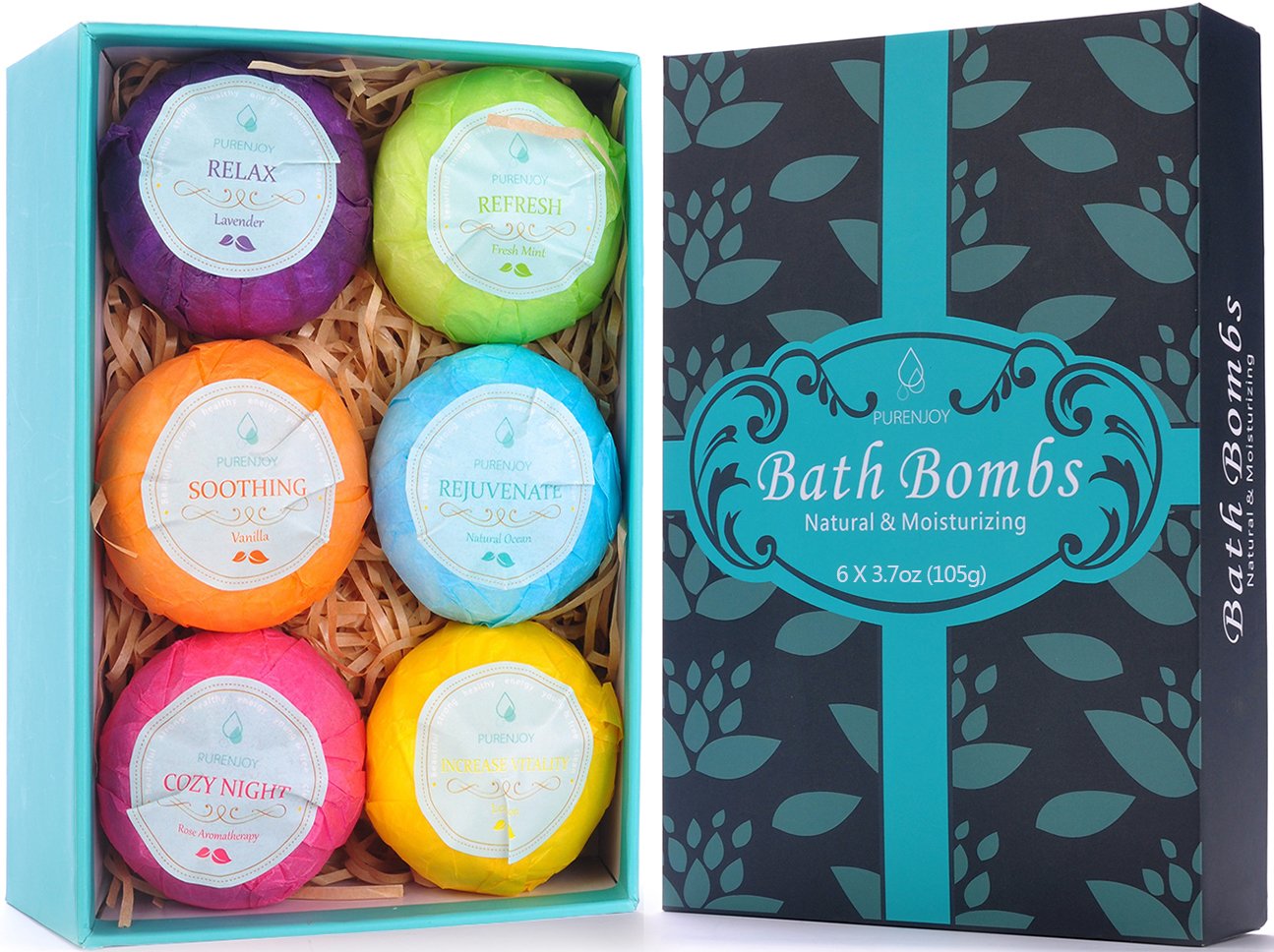 Aofmee Bath Bombs Gift Set, 6pcs Fizzies Spa Kit Perfect for