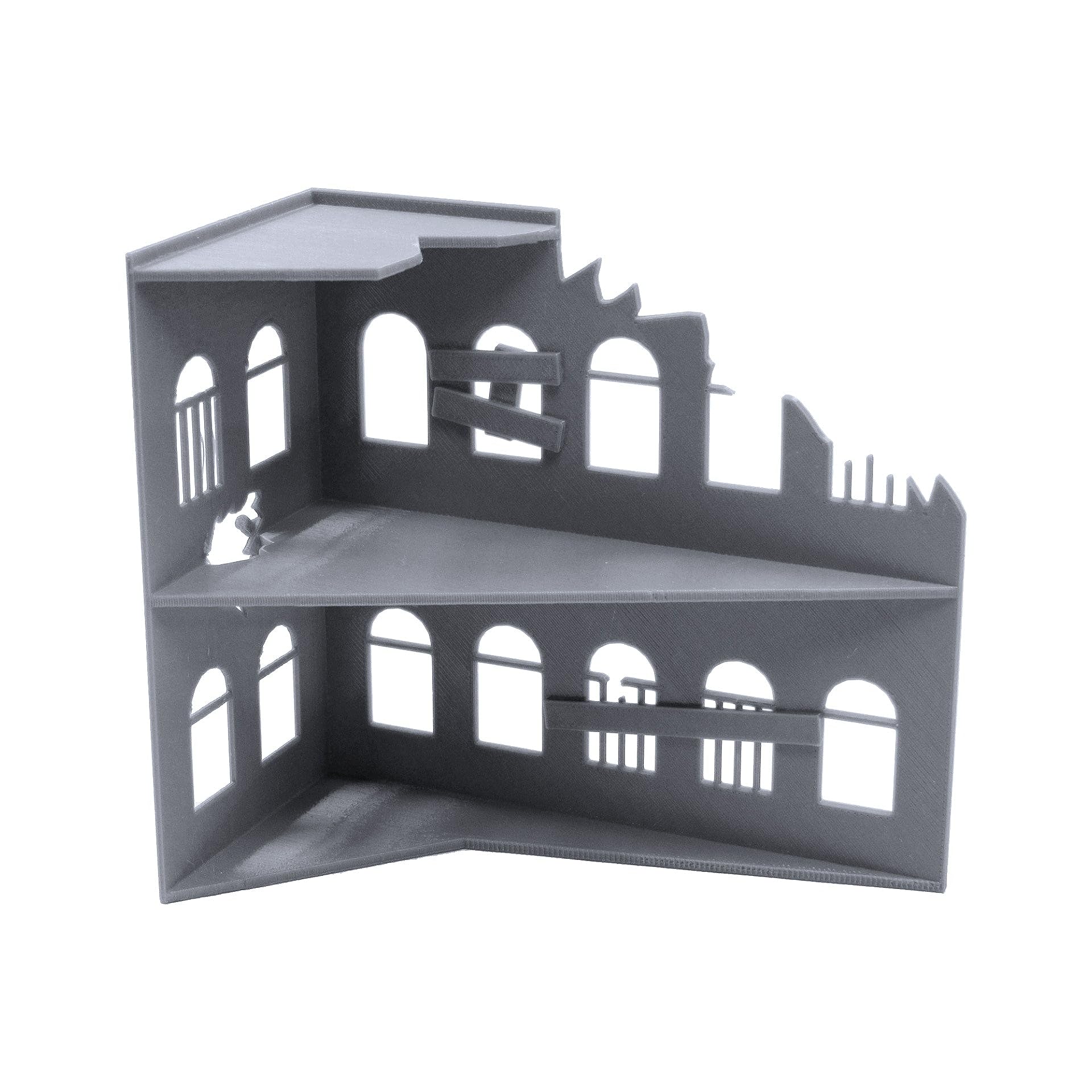 EnderToys Ruined Building, Terrain Scenery for Tabletop 28mm Miniatures Wargame, 3D Printed and Paintable