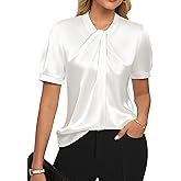 GRACE KARIN 2026 Women Satin Tops Short Sleeve Blouse Mock Neck Work Silk Shirts Business Casual Outfits