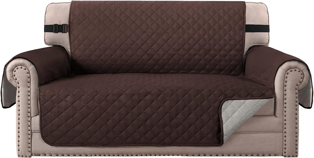 BellaHills Water Repellent 2 Seater Sofa Cover Reversible Brown Beige