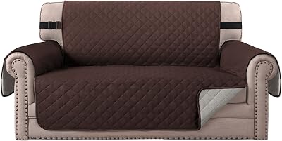 BellaHills Water Repellent 2 Seater Sofa Cover Reversible Brown Beige