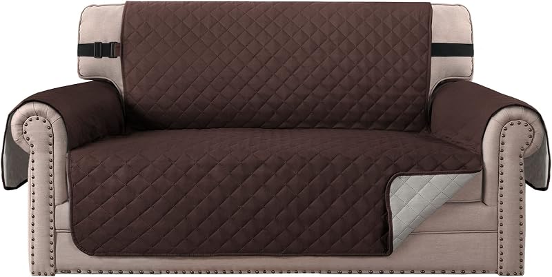 BellaHills Water Repellent 2 Seater Sofa Cover Reversible Brown Beige