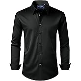 Alimens & Gentle Men's Dress Shirt Regular Fit Stretch Stain Shield Long Sleeve Solid Business Wedding Button Down Shirts