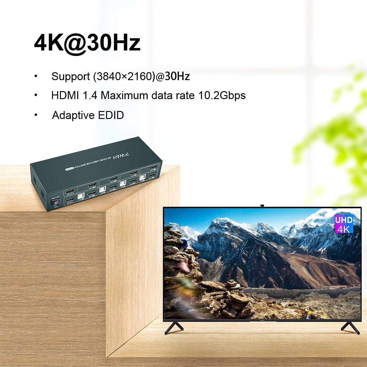 4 Port KVM Switch HDMI Dual Monitor Extended Display, 4K@30Hz 2 USB 2.0 Hub, Wireless Keyboard & Mouse and Hotkey Switch Supported, 4 in 2 Out - Image 3
