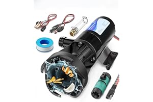 BELZAR RV Macerator Pump 12V 12 GPM Lift 10FT Suction 3.2FT 43.5PSI, Portable Waste Water Pump, Quick Release Sewage Manual Crushing Function for RV Yacht Bathroom Kitchen Univeral Use