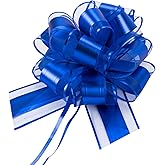 12 PCS 6 Inch Large Pull Organza Blue Bows - Christmas Bows,Christmas Bows for Gift Wrapping,Perfect for Gift Wrapping, Wedding Decor, Car Bows, Birthday Parties, Christmas and Valentine's Day