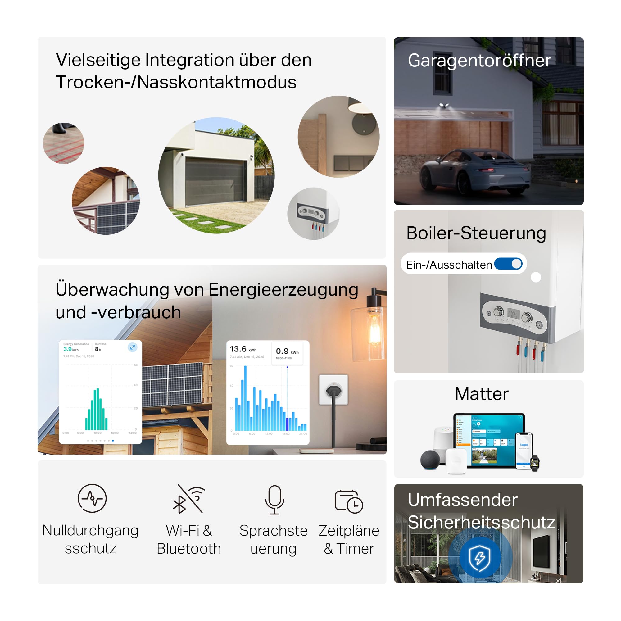 Tapo S110E WLAN und Bluetooth Smart Relaisschalter, Dry/Wet Contact, 1 Kanal, 10A, Lichtschalter, Garagentoröffner, Energieerfassung, Kompatibel Mit Alexa, Matter, Kein Hub Erforderlich 2