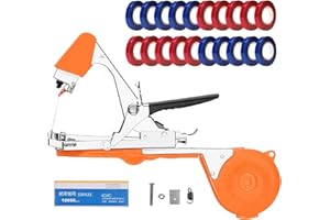 DrRobor Plant Tying Machine Tomato Tape Tool Fruit Twine Tool with 21 Rolls of Tape and 1 Box of Staple for Garden Vegetable Grape Cucumber Pepper