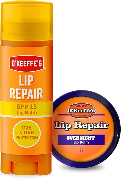 O'Keeffe's Lip Repair SPF15 Lip Balm 4.2g & Lip Repair Overnight Twin Pack