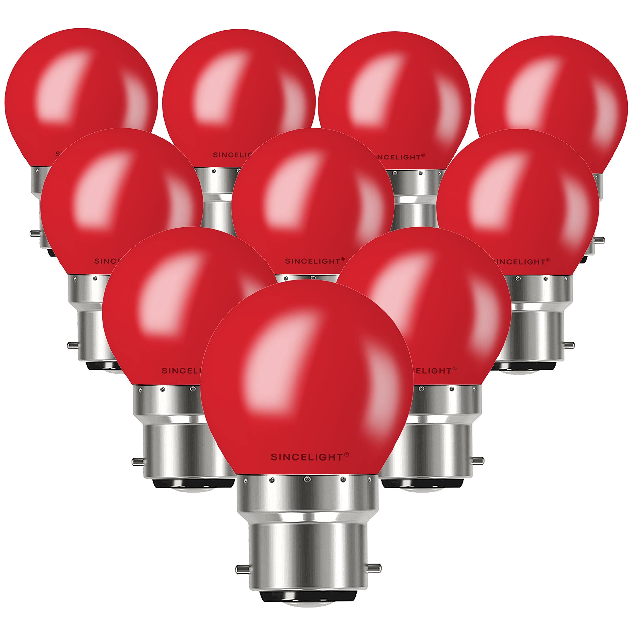 SINCELIGHT B22 LED RED Coloured Bulbs 1W Festive Decorative Garden Party Light,Pack of 10