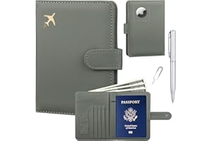 GOAUS Passport Holder for Travel with Airtag Card Slots, Money Pocket, Travle Gifts for Women Men RFID Blocking Wallet Book Case Green