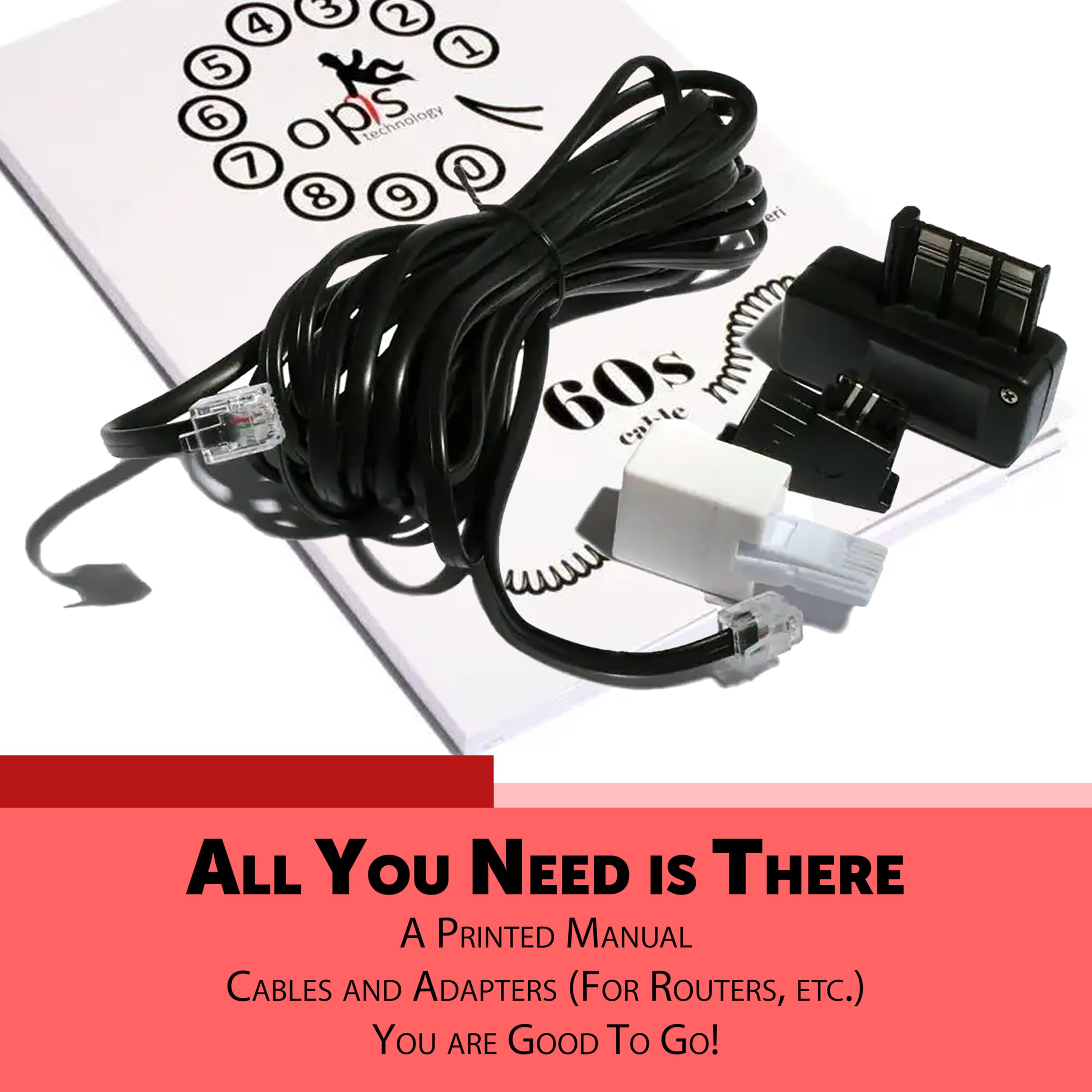 Opis 60s Cable: The Rotary Phone That Looks Like an Old School Vintage Land Line Antique Telephone for The Analog Tattle Landline in Classic Red