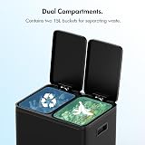 VonHaus 30L Double Recycling Kitchen Bin Black with Removable Inner Bins view 7