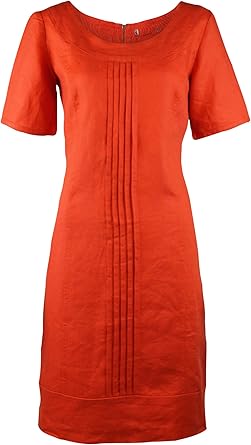 orange linen shift dress