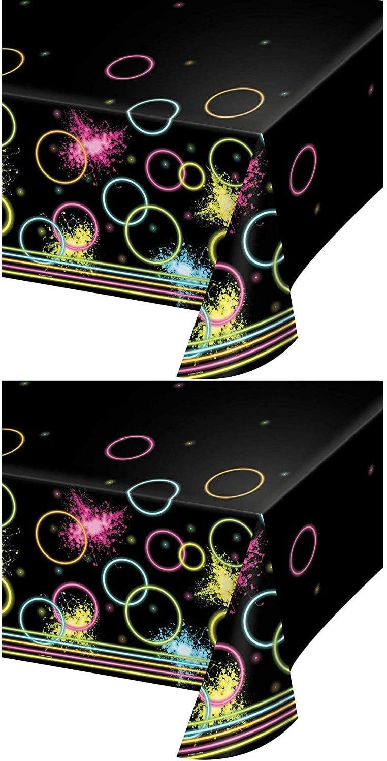 Glow Party Blacklight Plastic Table Covers Pack of 2, Tablecovers