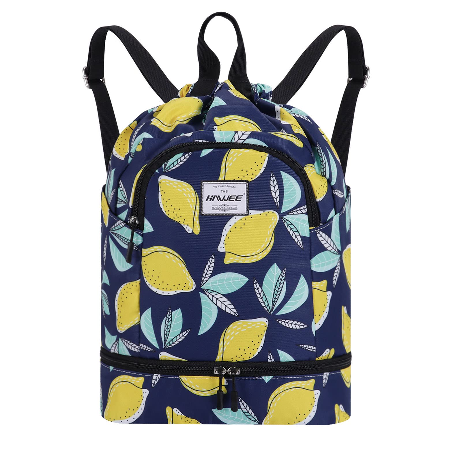 HAWEE Waterproof Drawstring Bags Backpack Large Gym Bag Drawstring Daypack Unisex for Women Men Daily Life School Outdoor Casual Sport Yoga Swim Beach
