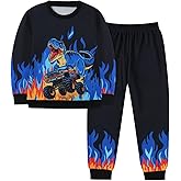 Ochine Toddler Boy Clothes T-Rex Dinosaur Print Long Sleeve Pullover Sweatshirt Tops Pants 2Pcs Boys Fall Winter Outfits 2-8T