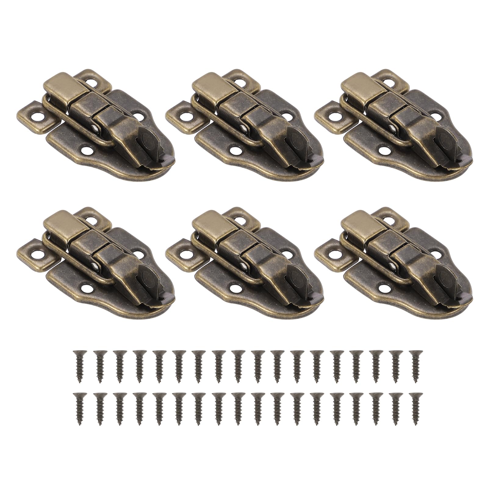 PATIKIL Small Metal Box Toggle Latch, 6 Pack Vintage Duckbilled Hasp Latch Catch with Padlock Hole & Screw for Wood Jewelry Cabinet Toolbox Ordinary Box, Bronze