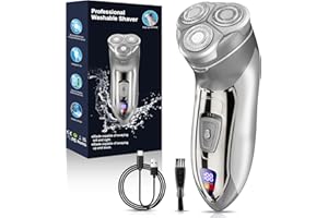 SAKIOO Electric Razor for Men, Rechargeable Electric Shaver for Men,LED Display,Wet/Dry Waterproof Men's Electric shavers, Cordless Razor with Pop Up Trimmer,Portable Travel Razor Gray