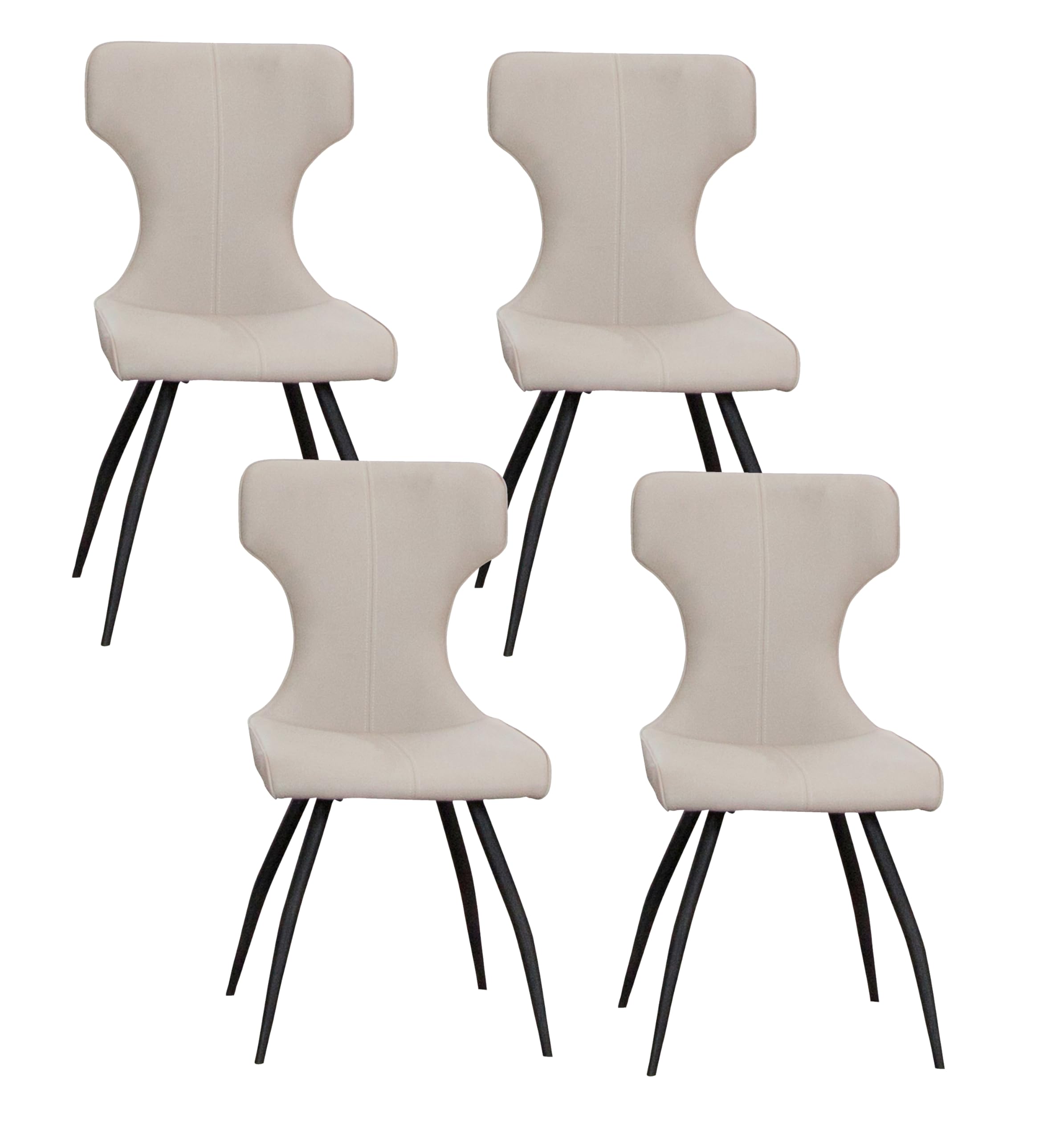 Photo 1 of  Sunset Trading Echo Upholstered Dining Chairs | Set of 4 | Matte Black Tapered Metal Legs | Cream White Padded Faux Leather Fabric Seats & Backs | Contemporary Modern Mid-Century Kitchen Sidechairs