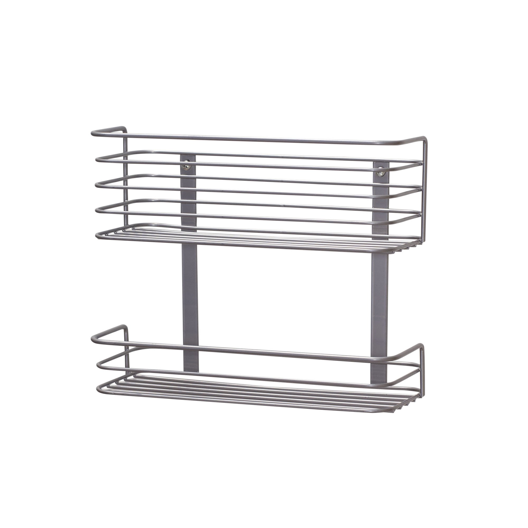 Household Essentials 2 Tier Door Cabinet Organizer, Steel Wire Baskets with Nickel Powder Finish, for Short and Tall Items, Mounts to Solid Surface with Included Hardware, Metal