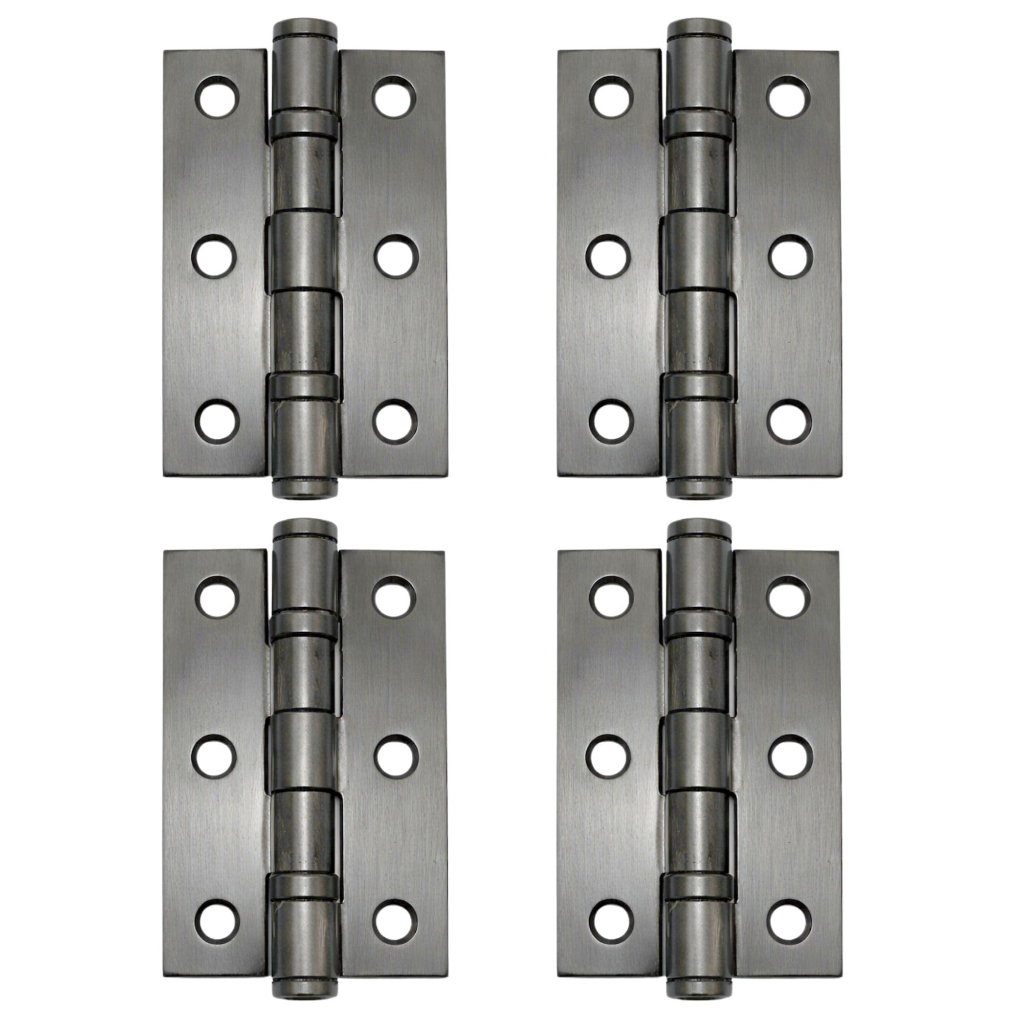UAP 3 Inch Ball Bearing Butt Door Hinges for Internal Doors 75mm x 50mm Mild Steel Square Corner Internal 4 Pack Matt Satin Black