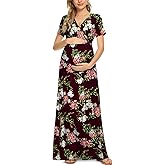 Xpenyo Maternity Maxi Dress Women Casual Wrap Long Baby Shower Pregnancy Dresses