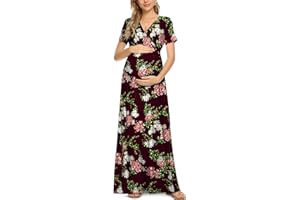 Xpenyo Maternity Maxi Dress Women Casual Wrap Long Baby Shower Pregnancy Dresses