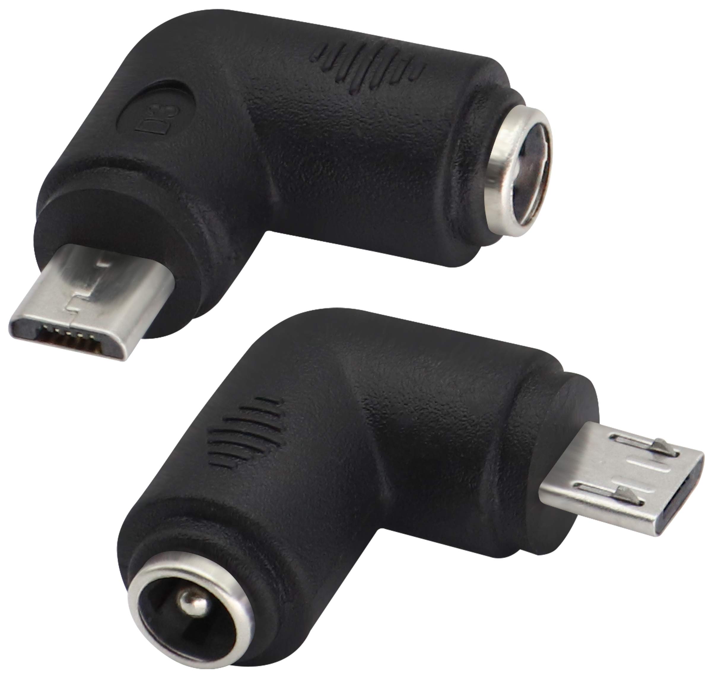AAOTOKK 90 Degree Micro DC Power Adapter 90 Degree DC5.5x2.1mm to Micro USB 5V DC Power Supply Charging Connector for Cellphone, Tablet,MP3 and Micro USB Device.(2Pack/Micro)