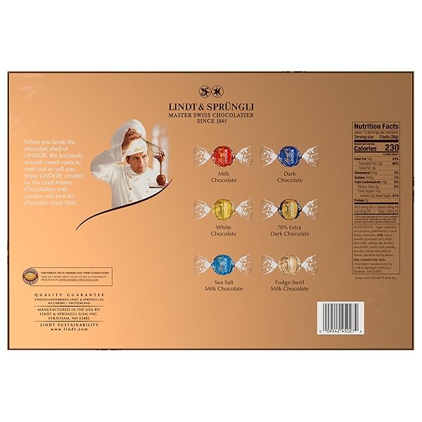 LINDT LINDOR DELUXE ASSORTED CHOCOLATE CANDY TRUFFLES GIFT BOX, 15.2 OZ., FULL SIZE