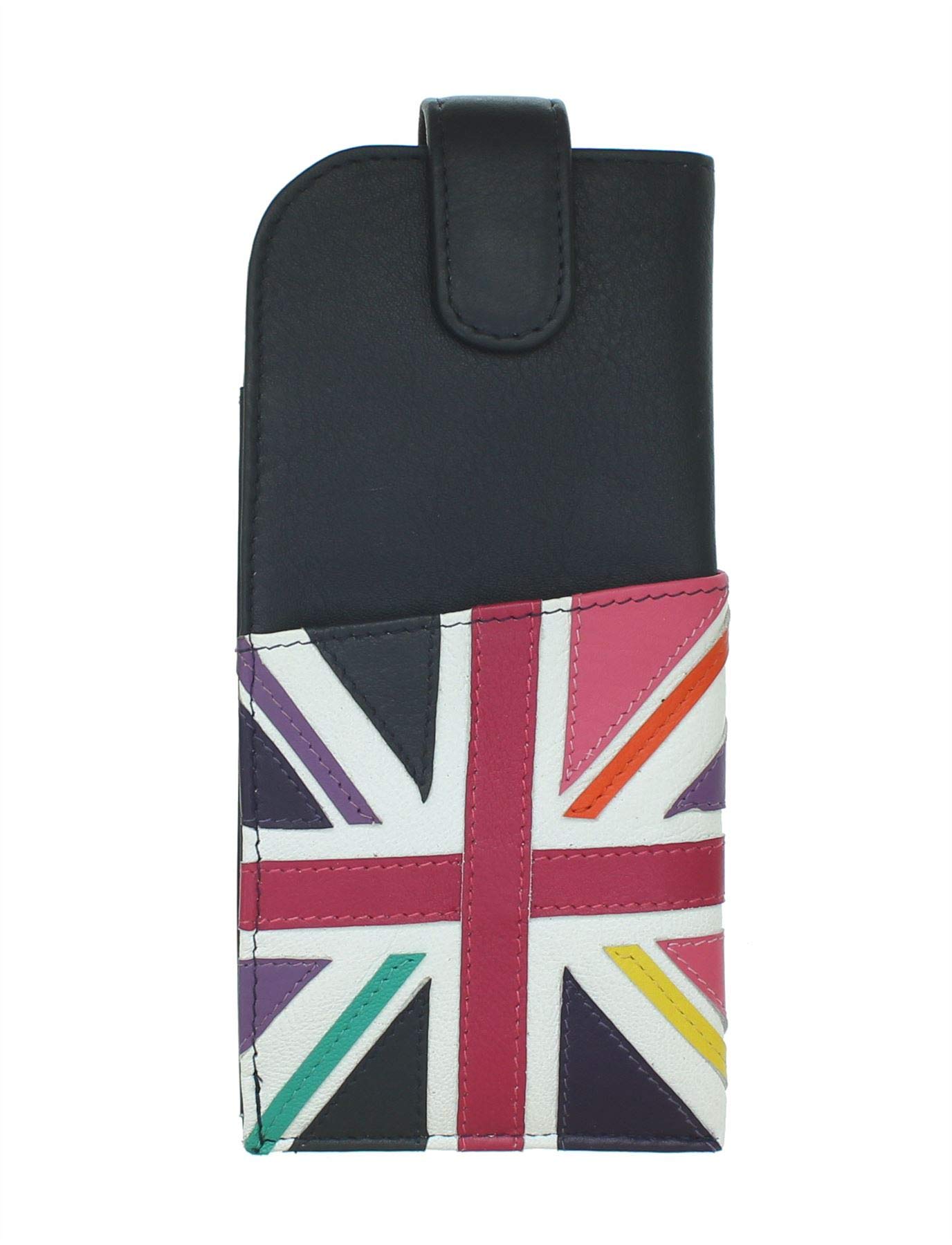 Mala Leather Union Jack Collection Leather Glasses Case 5139_29 Navy