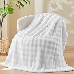 NEWCOSPLAY Twin Blanket for Couch White Super Soft