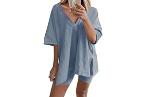 LTSCNRM 2 Piece Outfits for Women Reversible Oversized T Shirt Biker Shorts Sets Workout Tracksuit