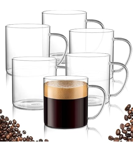 Clear Glass Mugs For Latte Art LUXU Set Of 4 Glass Coffee Mugs - 16 Oz  Clear Borosilicate Cups For Coffee, Tea, Iced Drinks & More