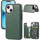 JOYAKI Wallet Case Compatible with iPhone 13,Slim Protective case with Card Holder,Premium PU Leather Kickstand Card Slots Case with Double Magnetic Clasp for iPhone 13(6.1")-Green